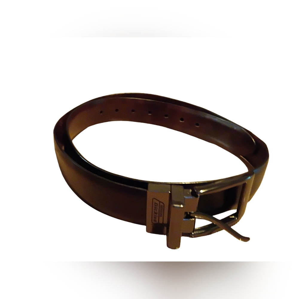 Dickies Black Leather Belt with Silver Buckle Dress Belt Size 30-32